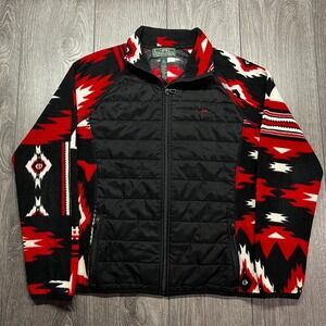 Ralph Lauren Women's Size L Tribal Print Quilted Full Zip Red Aztec Jacket